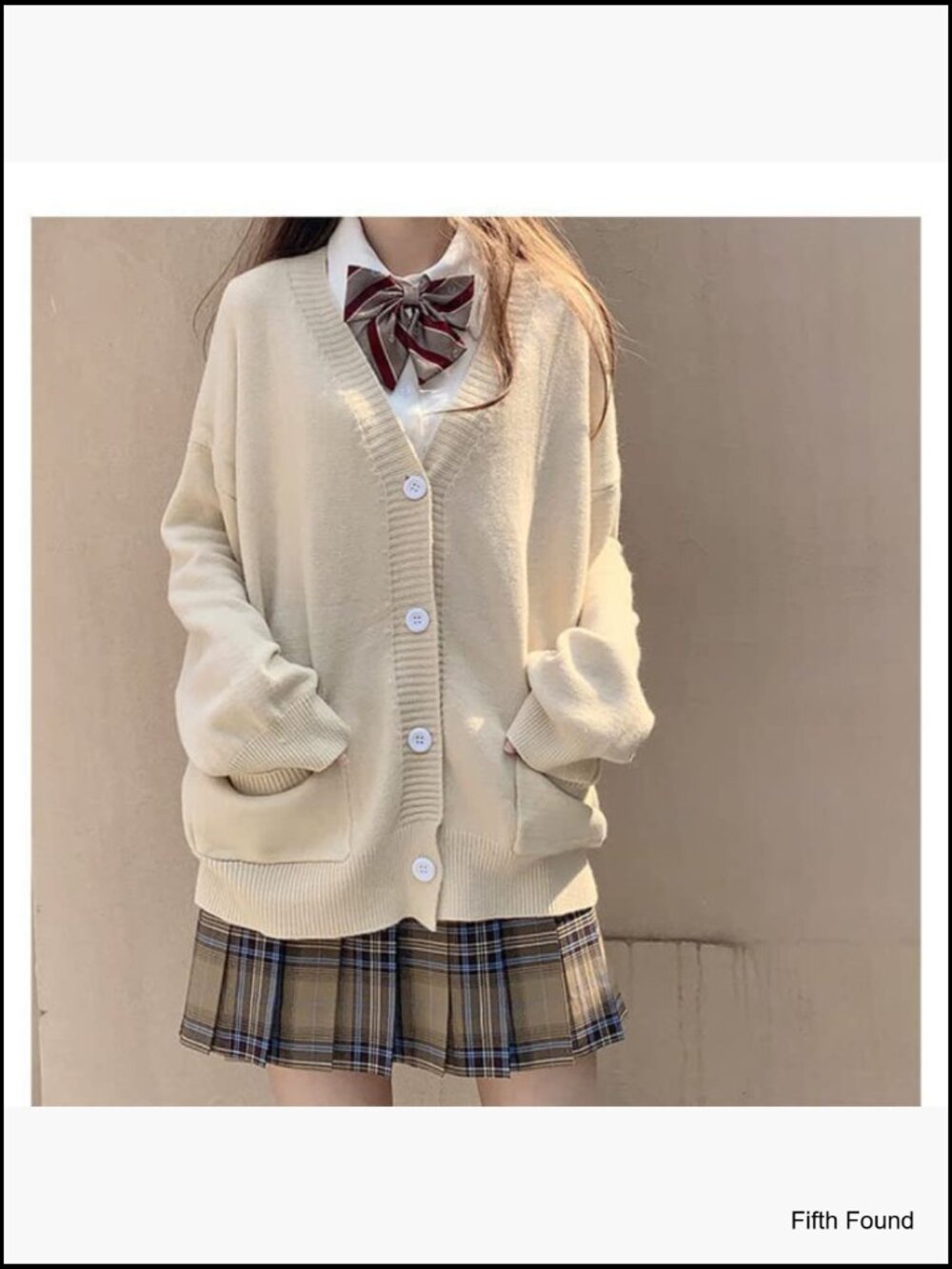 Preppy Knit Cardigan Japanese Style Kawaii Loose Fit V-Neck JK Uniform Cosplay - Picture 2 of 6